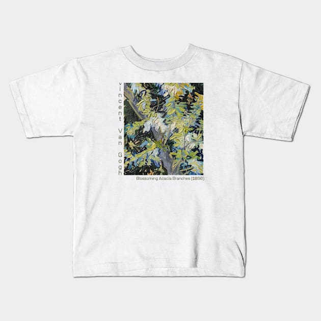 Blossoming Acacia Branches by Van Gogh Kids T-Shirt by RecreArt Studio